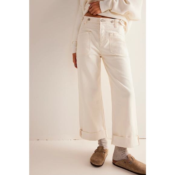 FP-We The Free Palmer Cuffed Jeans Cream Sz:33 RET$128 CURRENT - Picture 3 of 7